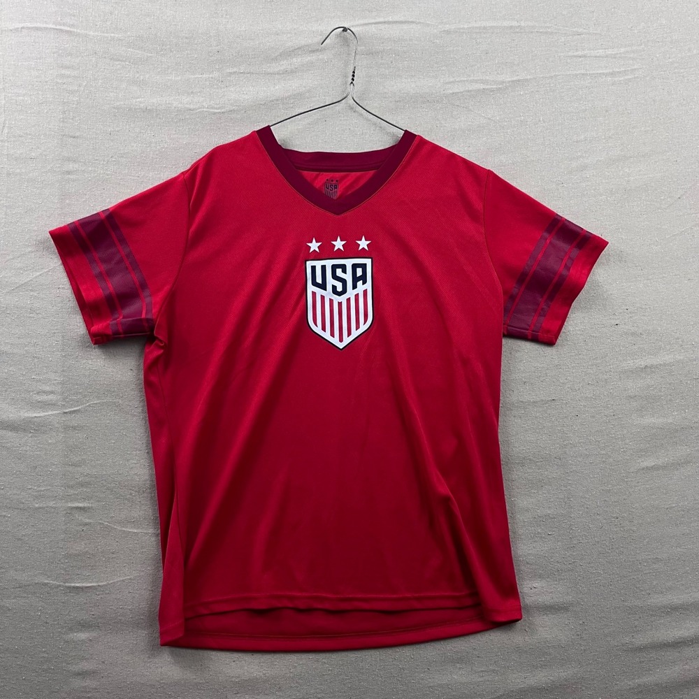 USWNT Soccer Jersey Women XL Red Alex Morgan 13 USA Crest V-Neck Athletic